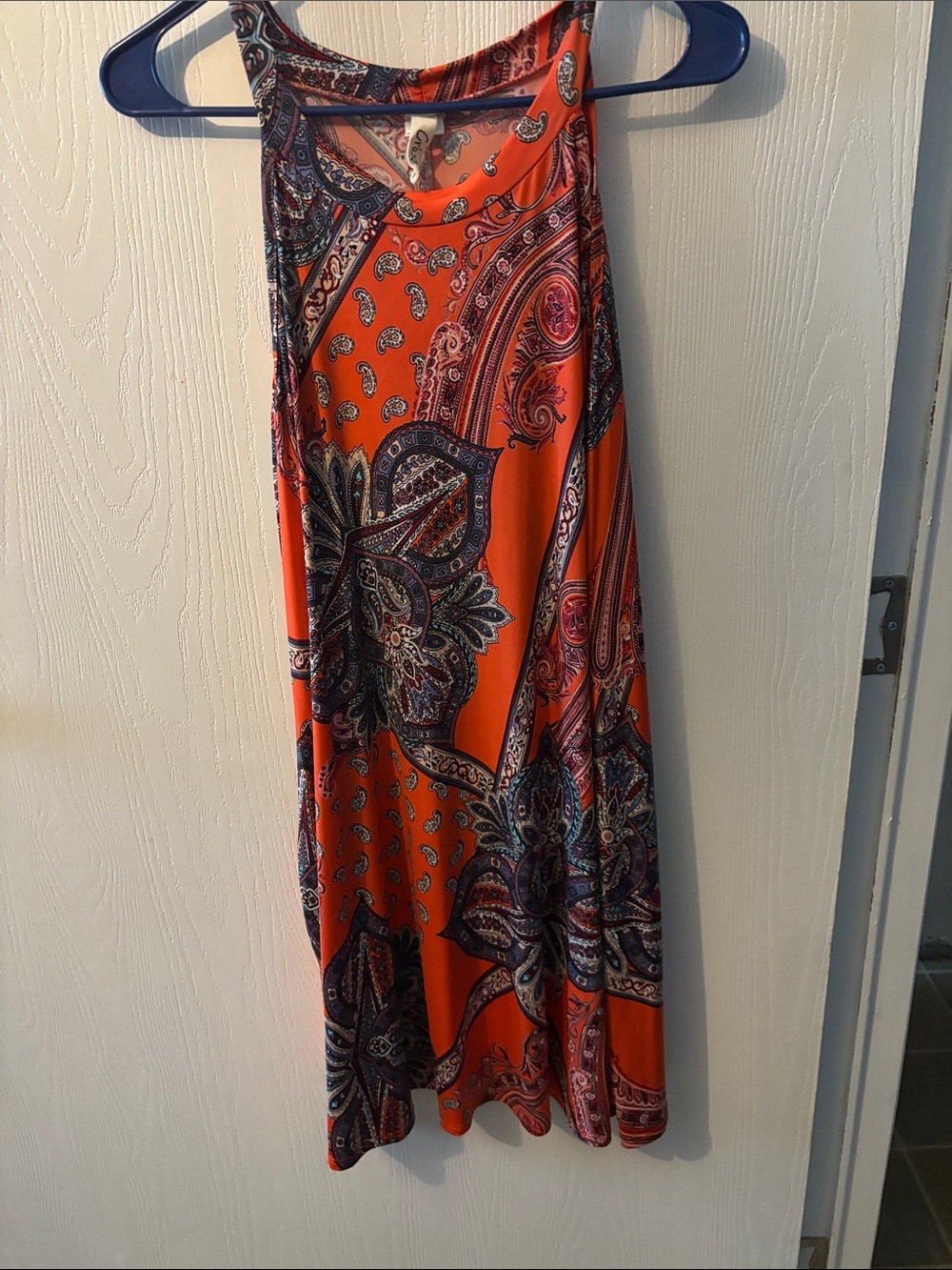 Orange Paisley Sleeveless Mini Dress